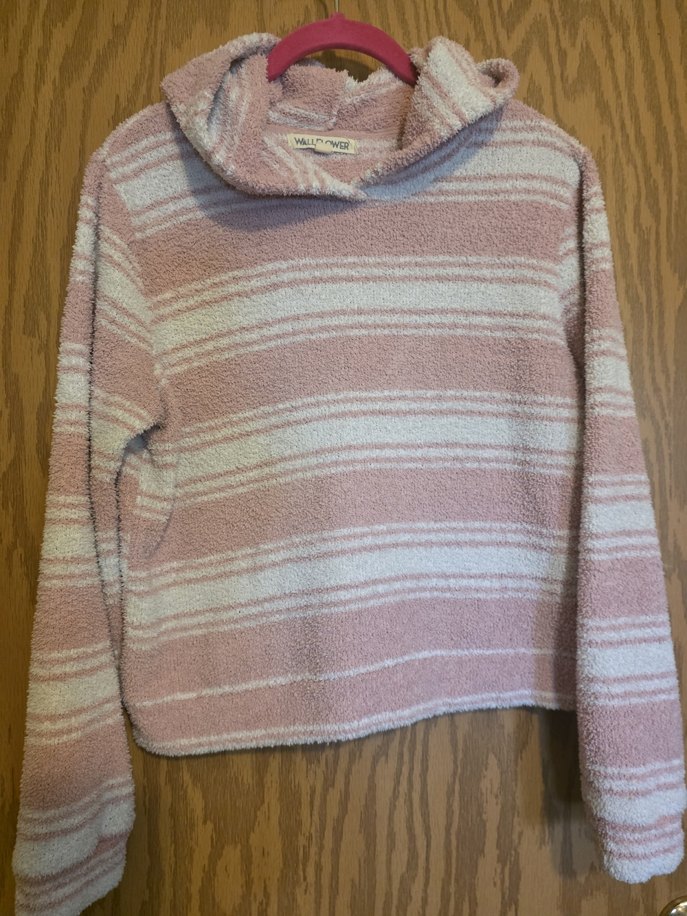 Wildflowers Pink & White Striped Cozy Hoodie Sweater